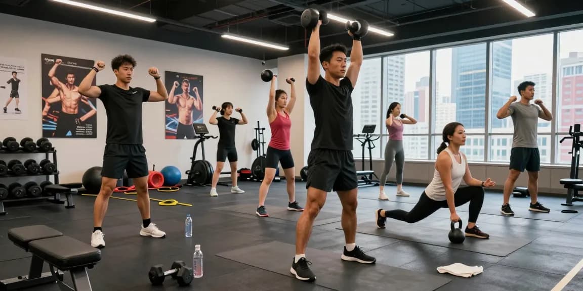 Athletes training at Anabolika Shop gym, showcasing strength and teamwork in a vibrant urban setting.