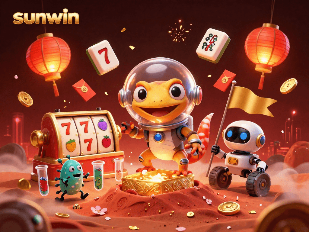 Experience the thrill of the sunwin casino with a vibrant 3D Martian theme showcasing dynamic game elements.
