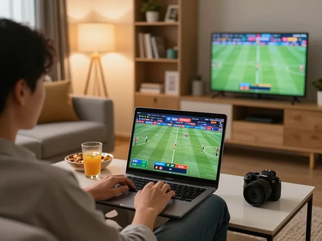 Engaging in kèo nhà cái betting while enjoying a lively sports game at home
