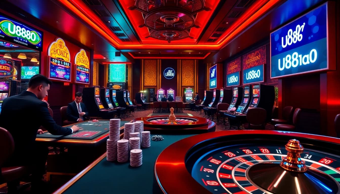 Experience the thrill of gambling at U888 with vibrant casino tables and exciting gameplay.