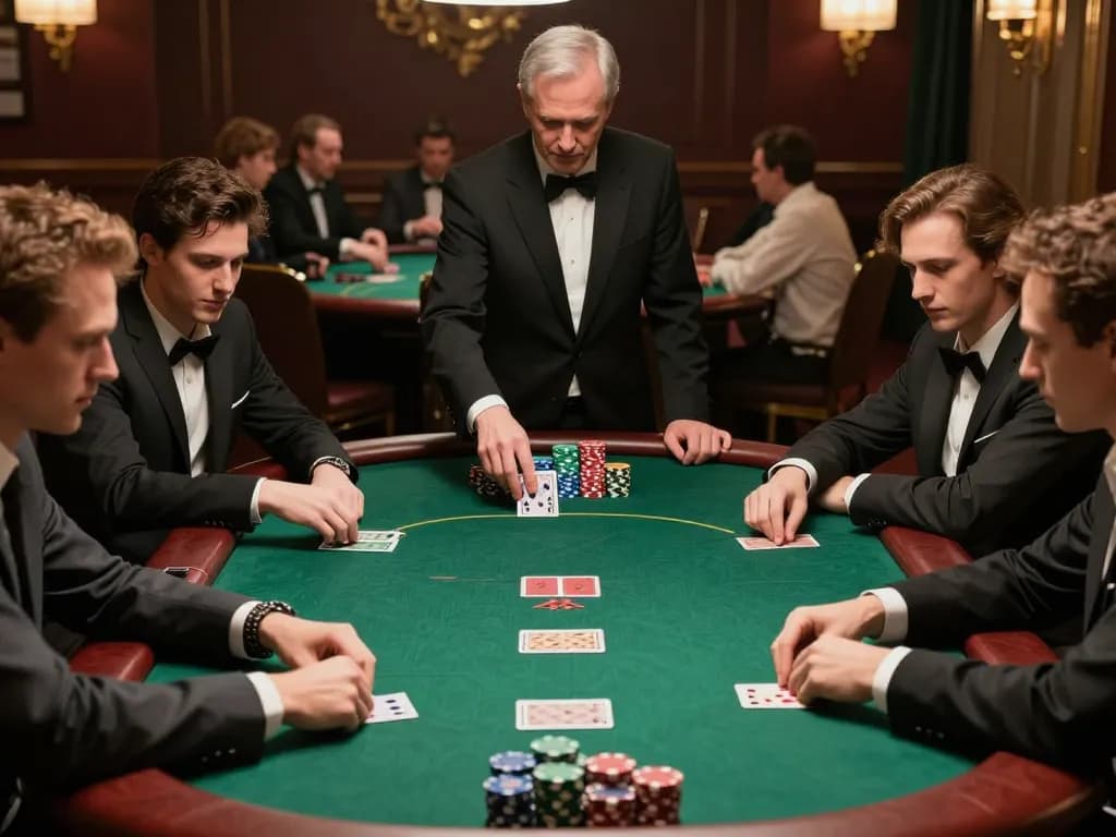 Nohu poker players engaged in strategic gameplay at an upscale casino table.