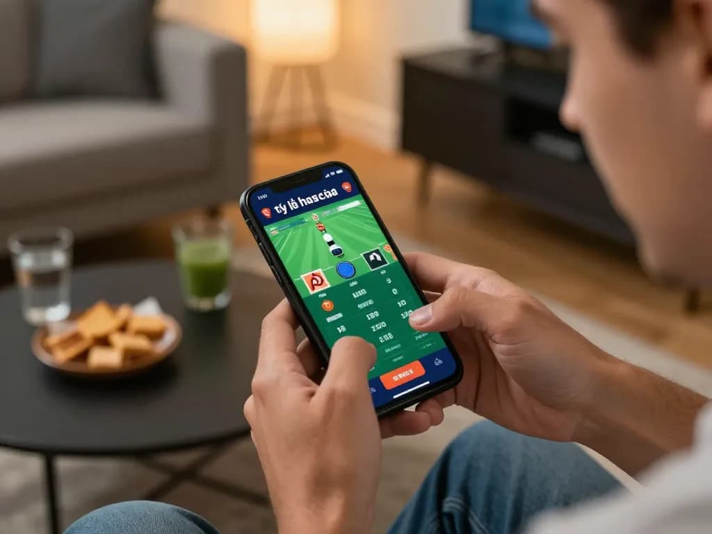 Engaging mobile betting experience showcasing tỷ lệ nhà cái on a smartphone screen during live sports action.