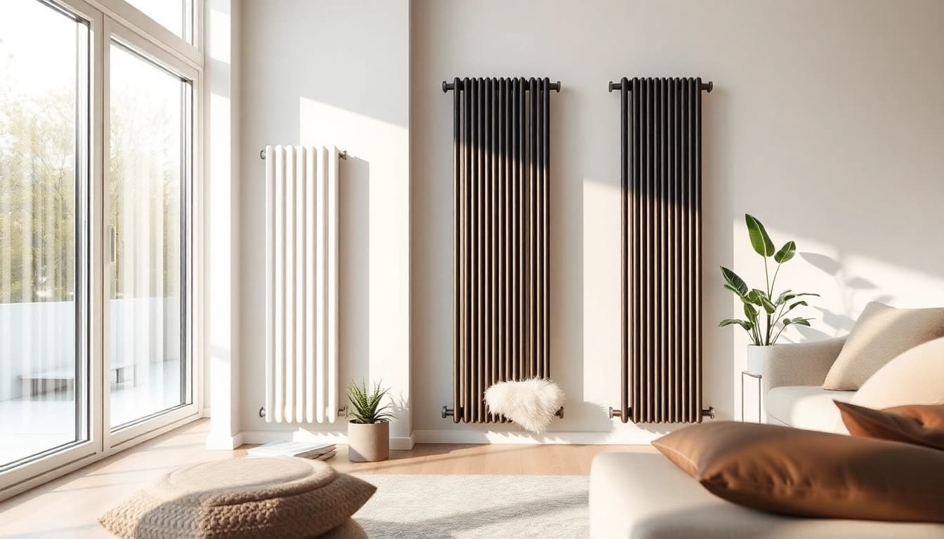 heizkörper kaufen – Moderne Heizkörper in eleganter Wohnumgebung präsentieren stilvolles Design.