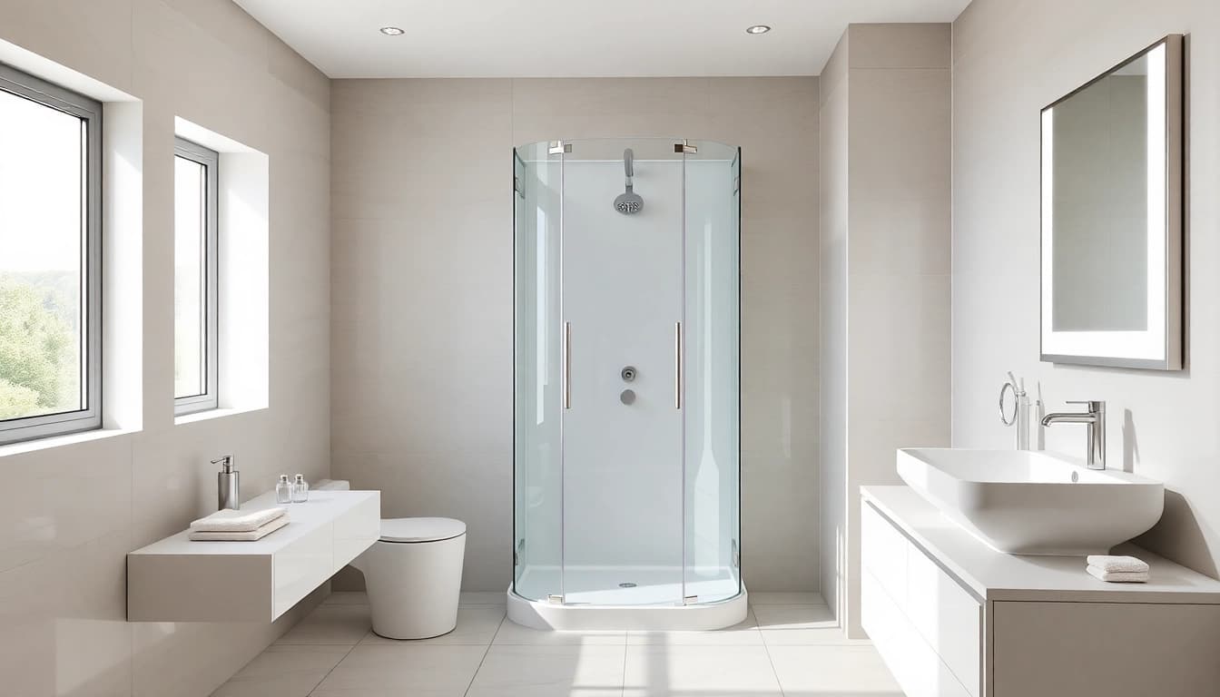 Aménagement de salle de bain moderne avec des produits sirhona fr en vedette.