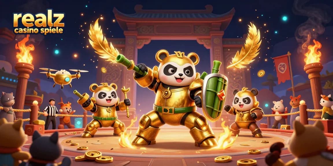 Erlebe spannende realz casino spiele in einer festlichen Arena mit tierischen Zuschauern und aufregenden Spielsymbolen.