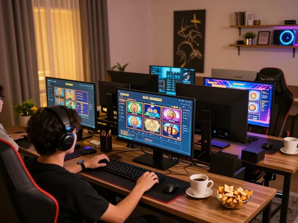 Engage in slot gacor situs luar negeri gameplay on a vibrant online gaming setup