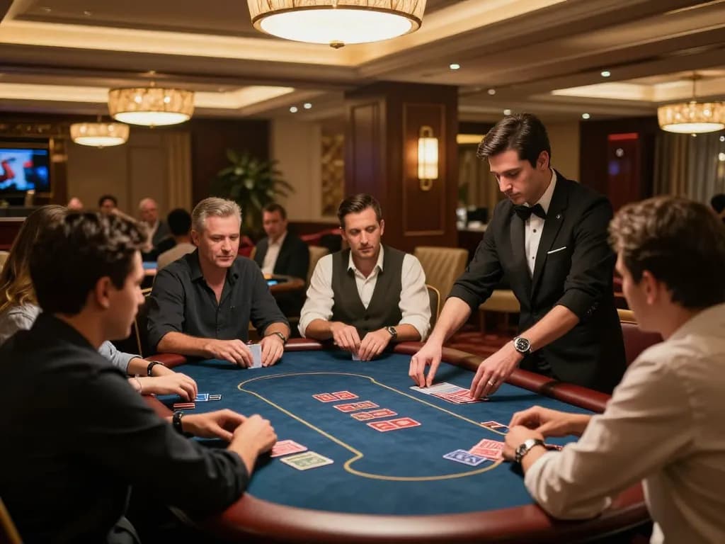 Exciting gameplay at DAGA's VIP poker table, players focused and engaged in high-stakes action