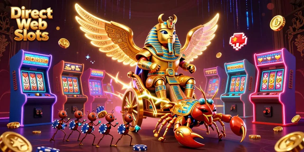 Engage in thrilling Direct Web Slots action with vibrant characters, colorful game elements, and rich casino atmosphere.