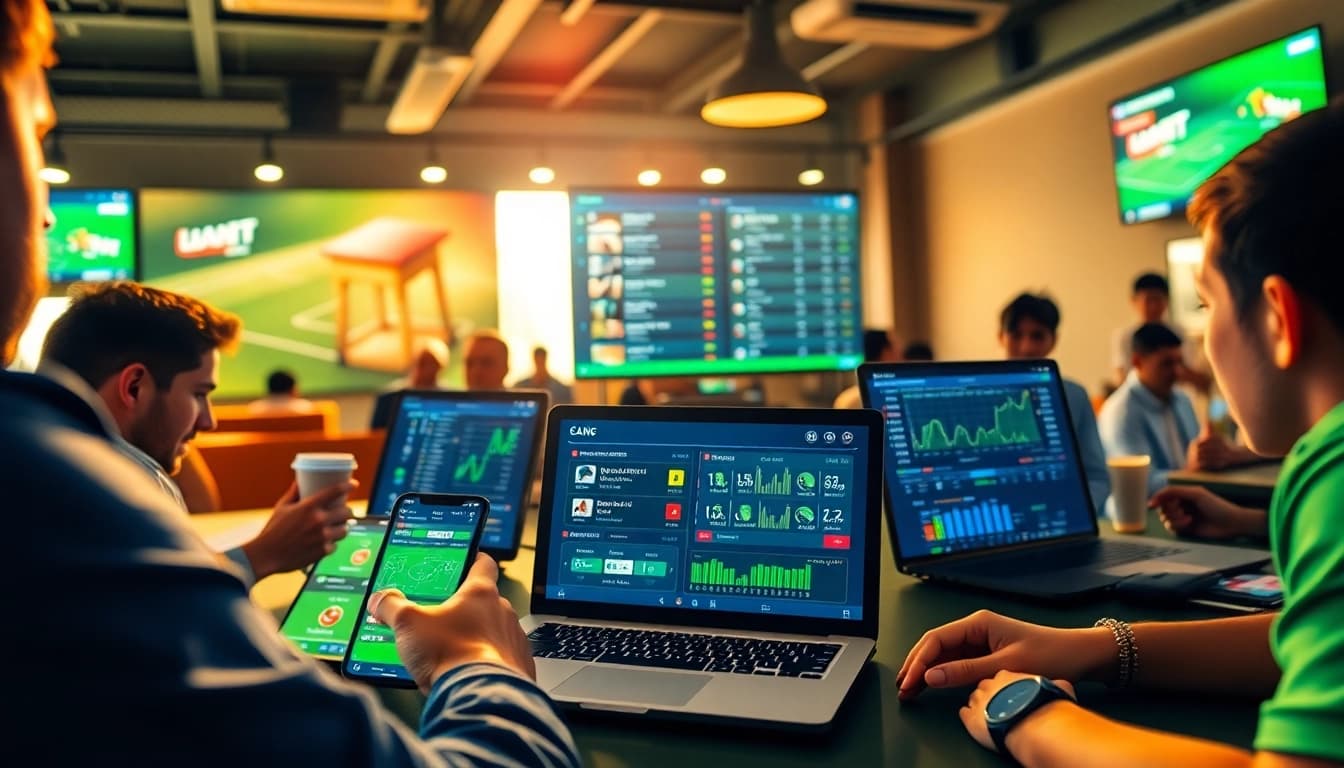 Live tỷ lệ kèo display showcasing real-time football betting data on digital devices.