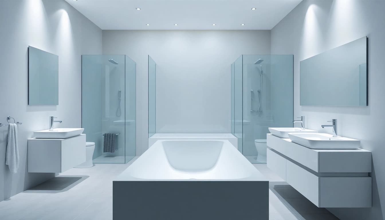 Sonni sanitär GmbH bietet hochwertige Badprodukte in einem modernen Badezimmerumfeld an.