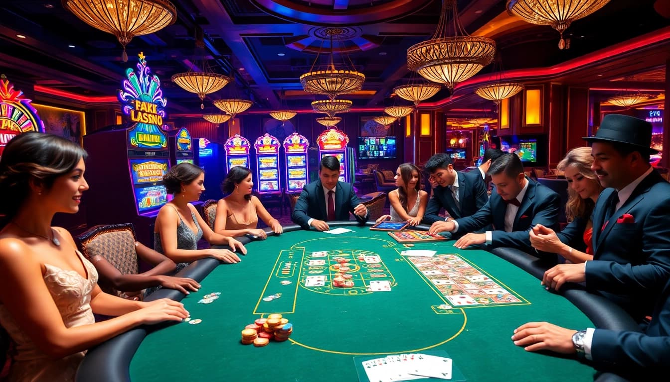 Jogoluck players enjoying an exciting high-stakes poker game in a luxurious casino