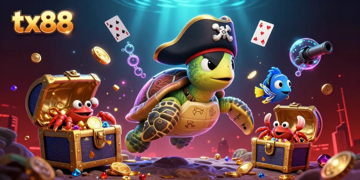 Experience exciting gameplay with tx88 in this vibrant underwater casino scene packed with colorful characters.
