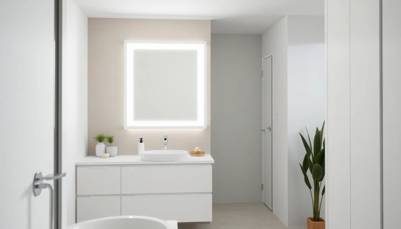Praktischer spiegelschrank led mit modernem Design und eleganter Beleuchtung im Bad