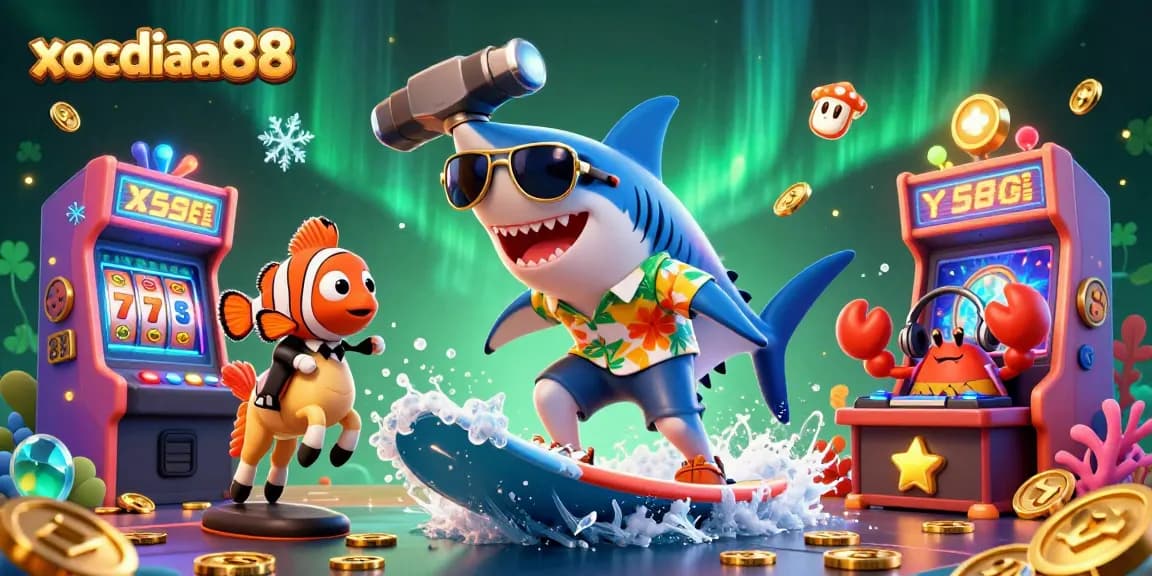 Xocdiaa88 offers exciting online gambling with playful 3D cartoon characters in an engaging casino scene.