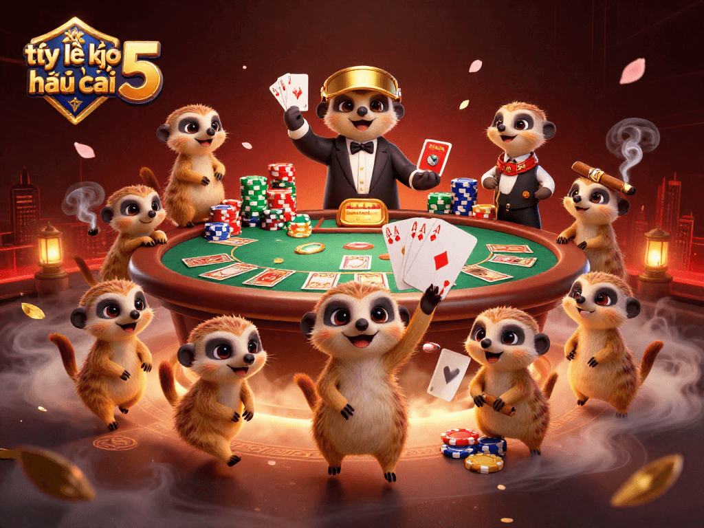 Experience the thrill of tỷ lệ kèo nhà cái 5 with meerkats running a lively casino scene.
