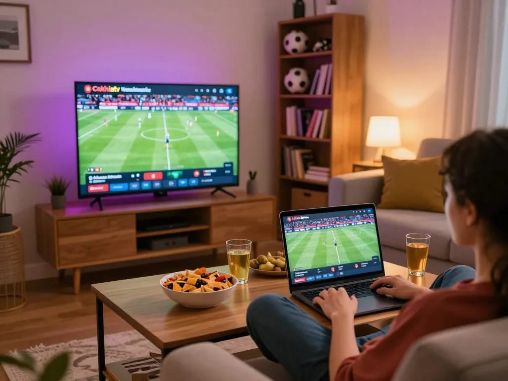 Watch the thrilling footbal stream Cakhiatv live on a laptop in a cozy environment.