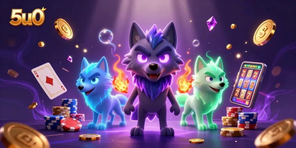 Win big with 5u0 as ghostly wolves explore vibrant casino treasures.