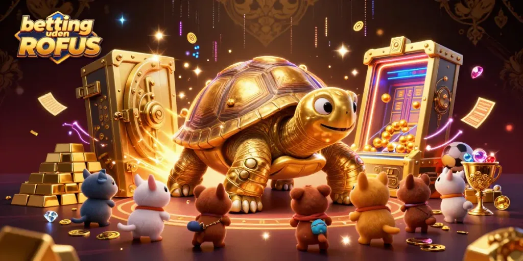 Experience thrilling betting uden ROFUS with exciting sports elements and vibrant treasures in a grand casino scene.