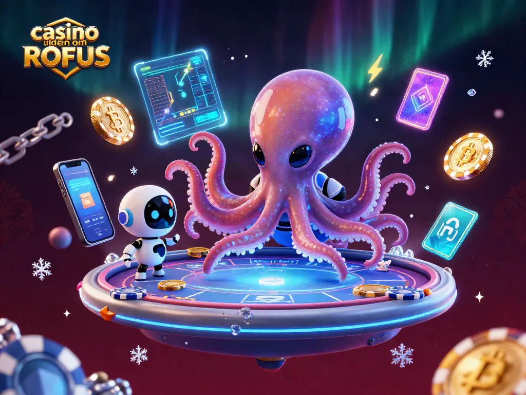Engage with casino uden om ROFUS through dynamic gameplay, featuring an alien octopus and holographic poker.