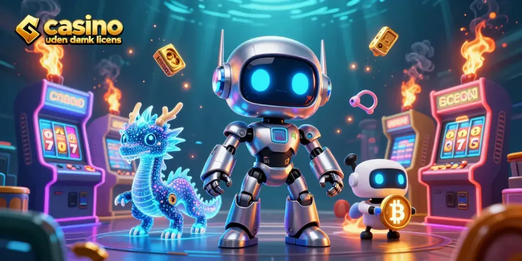 Engage with exciting visuals at casino uden dansk licens featuring robot and dragon companions.
