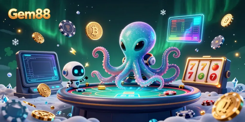 Experience vibrant gaming action with Gem88's thrilling alien-themed casino scene.