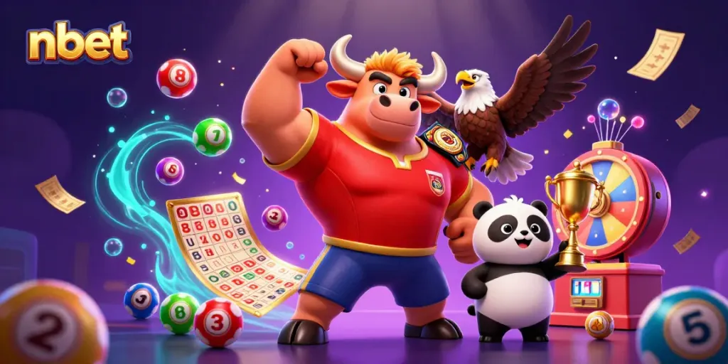 Experience exciting moments at nbet with a vibrant 3D casino scene featuring lively characters and game elements.