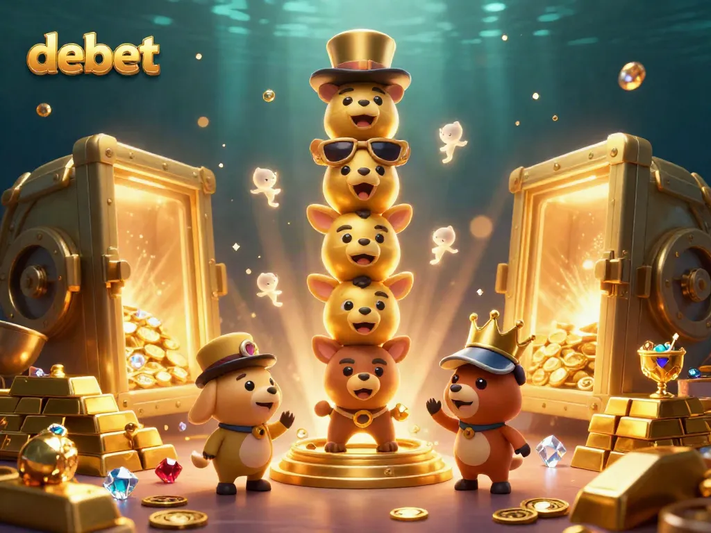 Engage with debet's thrilling gaming world which is rich with treasures and animated casino elements.