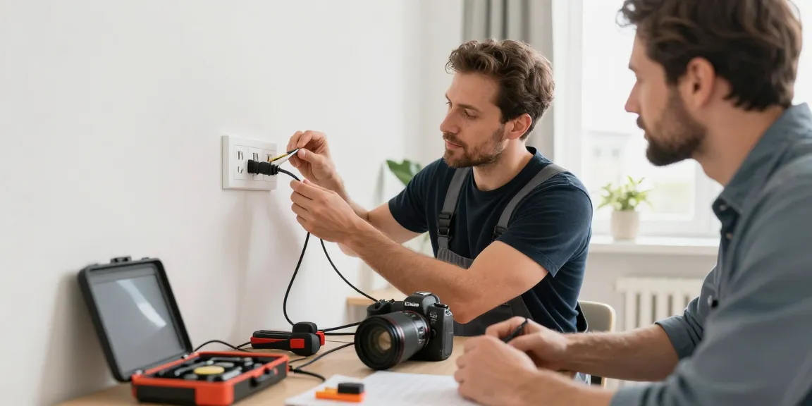 Elektrotechnik in Dortmund: Fachmann installiert moderne Smart-Home-Technologie mit hochwertigen Materialien.