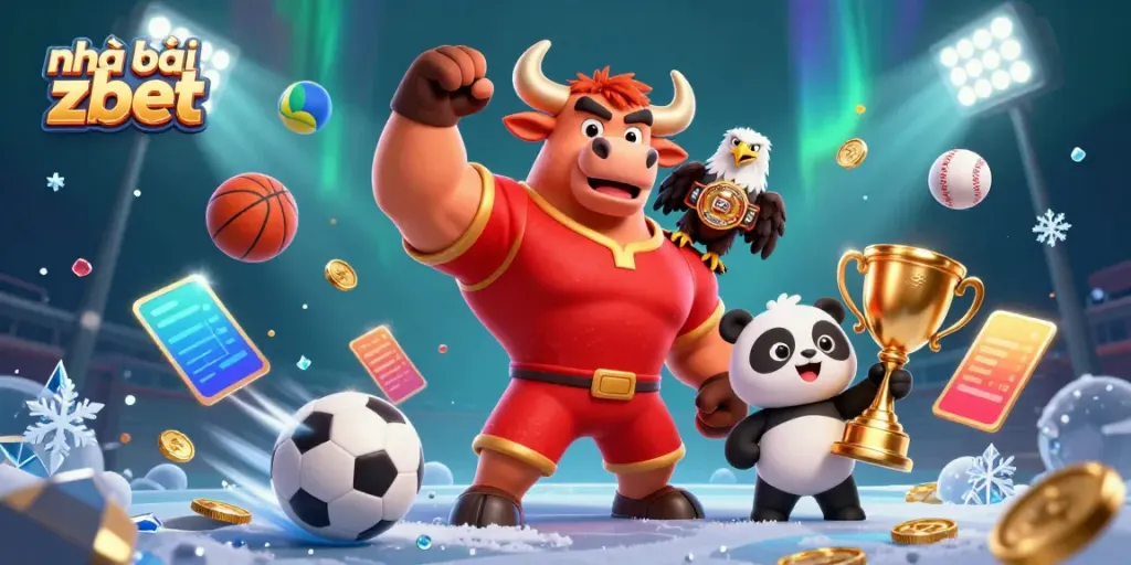 Experience excitement with Nhà cái zbet featuring vibrant characters and dynamic sports elements in an energetic scene.