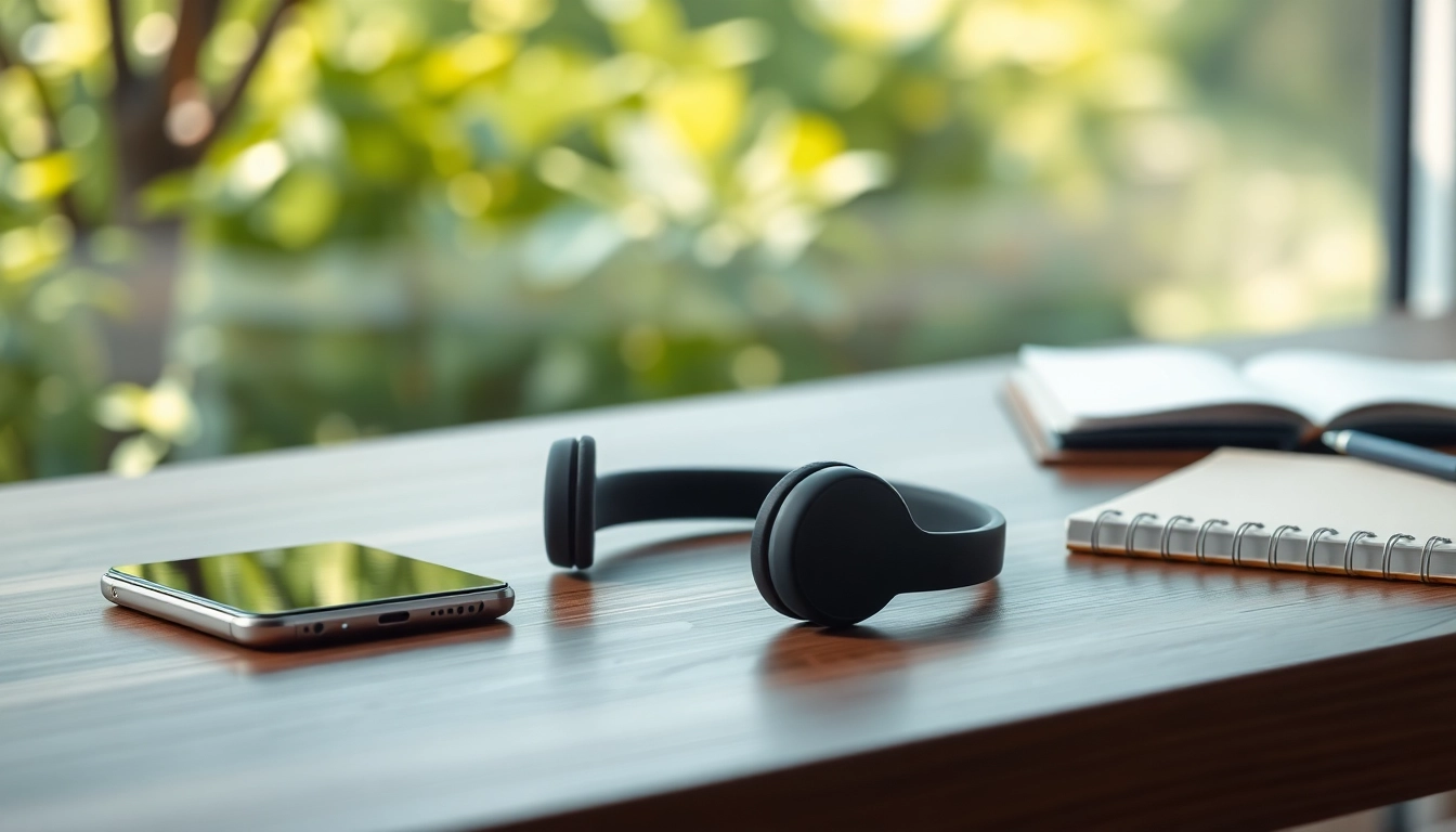 Showcasing Bone X1 Bone Conduction Headphones on a stylish desk, highlighting their ergonomic design.