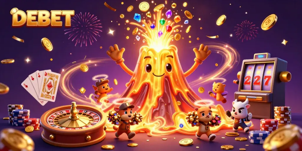 Experience thrilling gaming action with DEBET's vibrant scenes of fortune and fun.