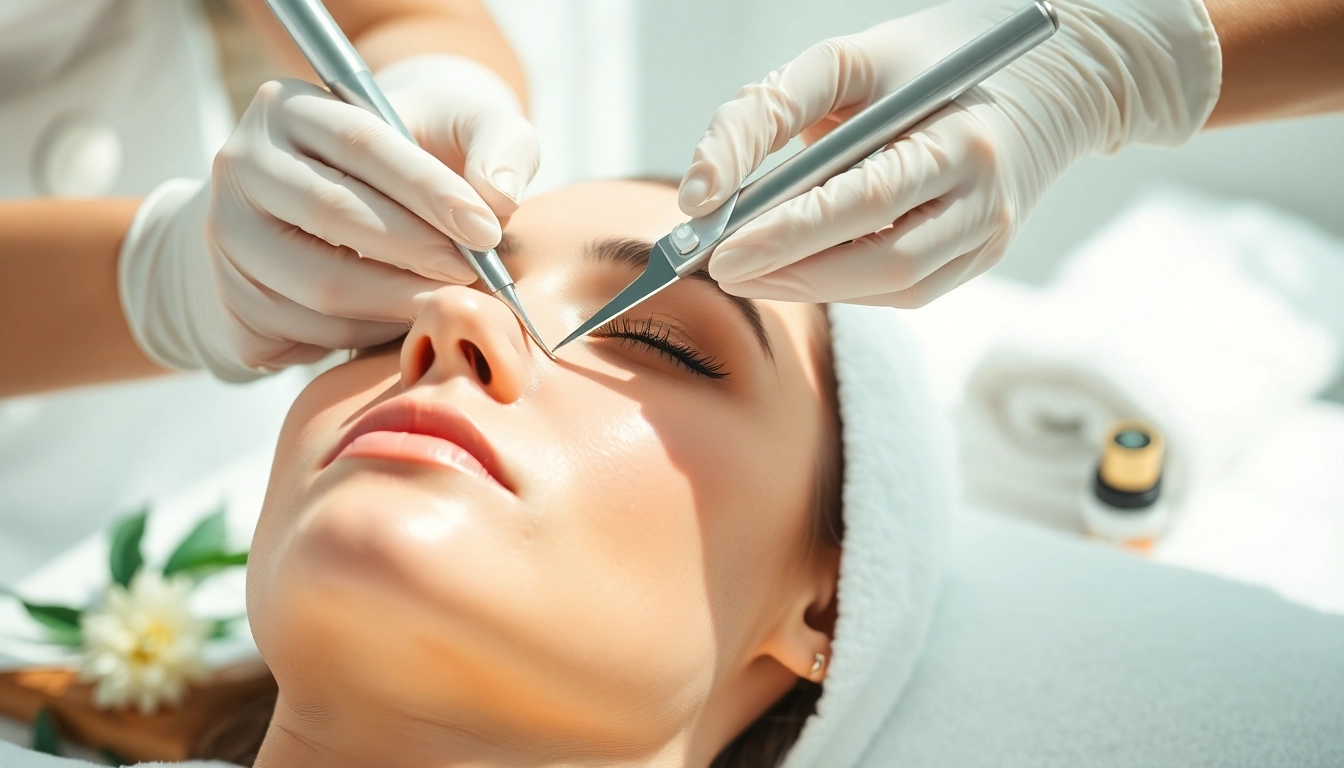 Experience the rejuvenating benefits of the Dermaplane Facial being expertly administered in a tranquil spa setting.