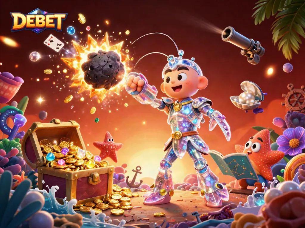 Engage in thrilling gameplay at DEBET, featuring underwater treasure and dynamic casino elements.