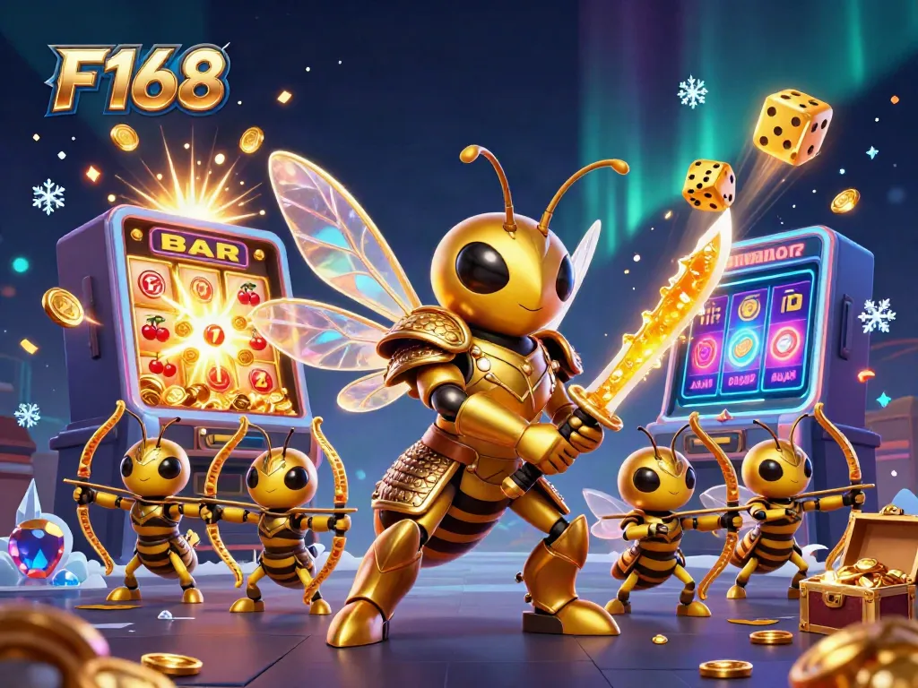Engage in thrilling gameplay at F168, featuring dynamic 3D casino elements and vibrant character action.