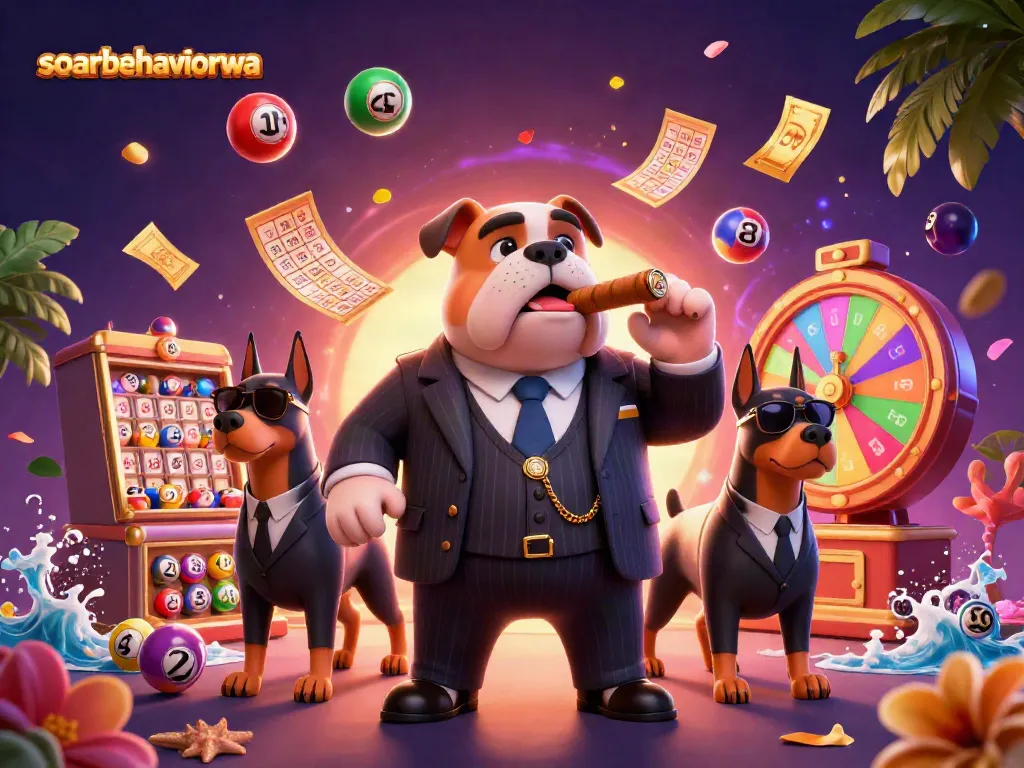 Engage in thrilling numbers with soarbehaviorwa's bocce lottery balls bouncing dynamically amidst rich casino elements.