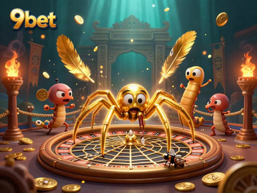 Experience engaging bets with 9bet at a vibrantly illustrated roulette wheel scene.