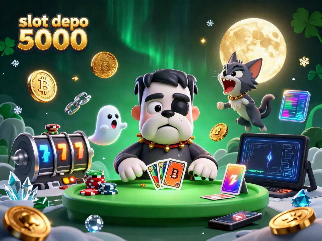 Engage with slot depo 5000 through a vibrant 3D casino scene featuring unique characters and dynamic gaming elements.