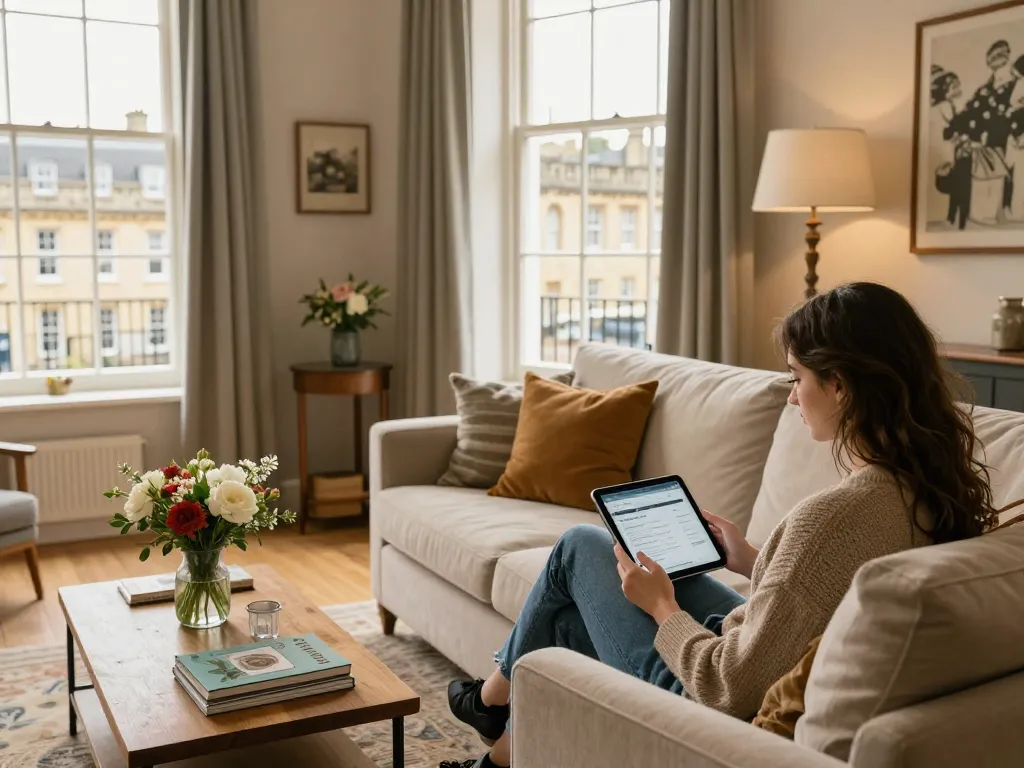 Inviting scene showcasing Airbnb management in Bath with guests enjoying local culture.