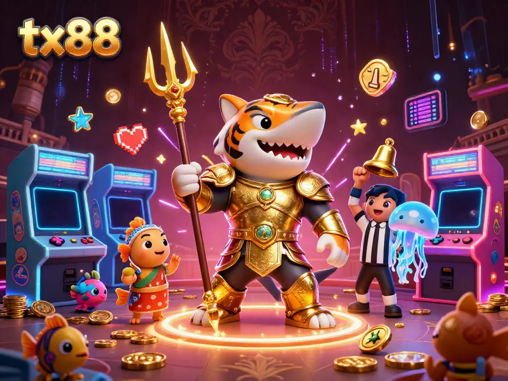 Engage with tx88's thrilling underwater casino experience featuring a shark warrior and dynamic game elements.