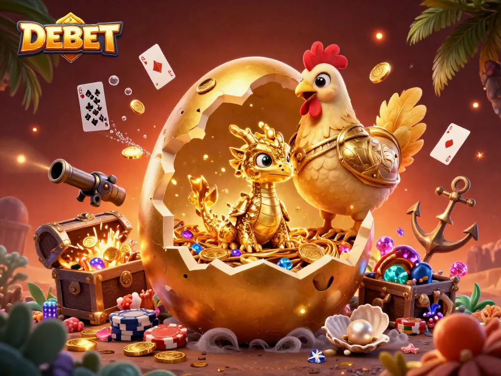 Experience thrilling wins with DEBET's lavish golden treasures and gaming excitement.