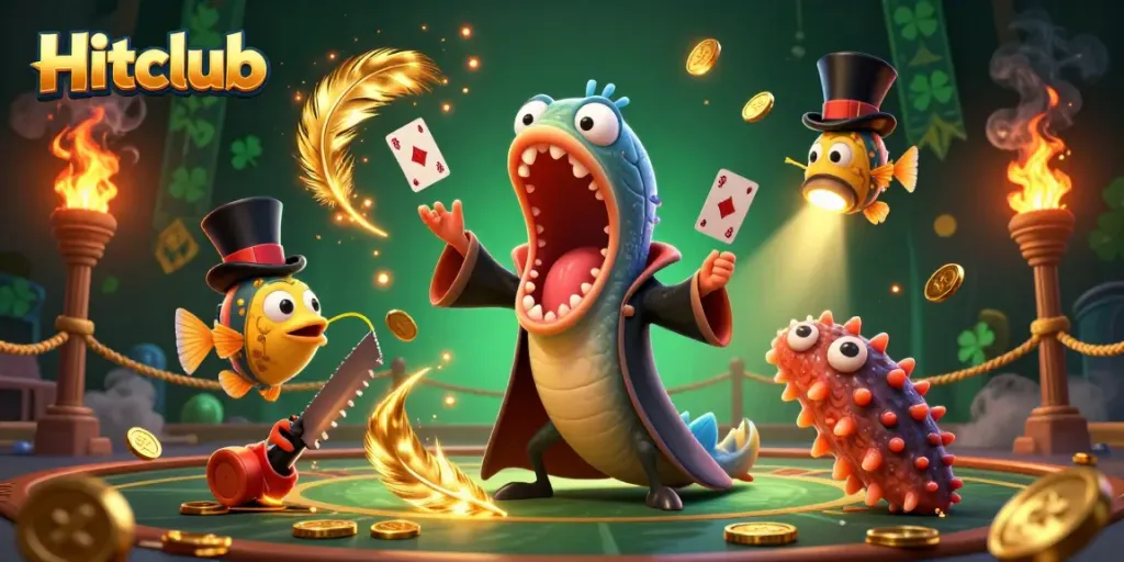 Experience the magic with Hitclub's gambling environment featuring engaging characters and vibrant casino elements.