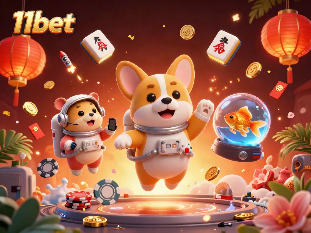 Experience thrilling gaming at 11bet with a 3D illustration capturing the excitement of casino adventures.