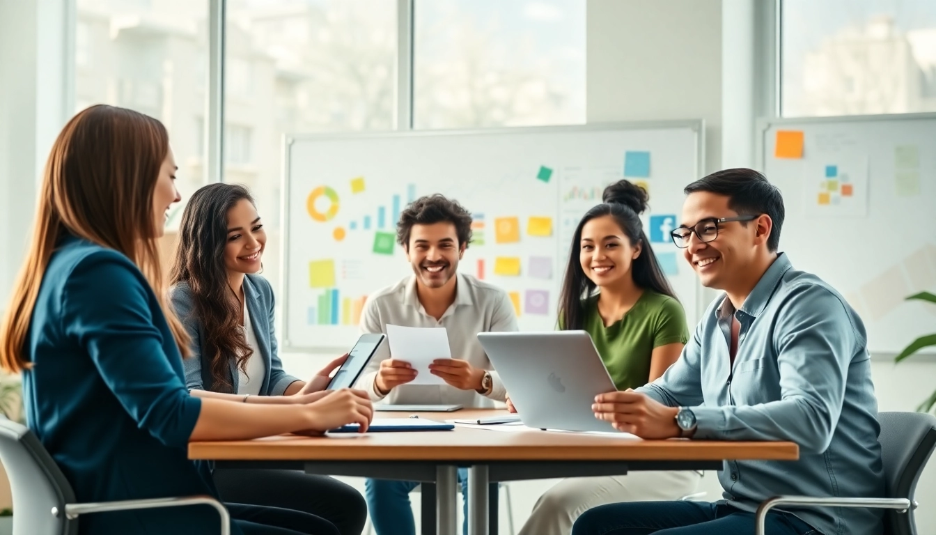 Craft unique hubspot marketing email templates with a diverse team in a bright office.