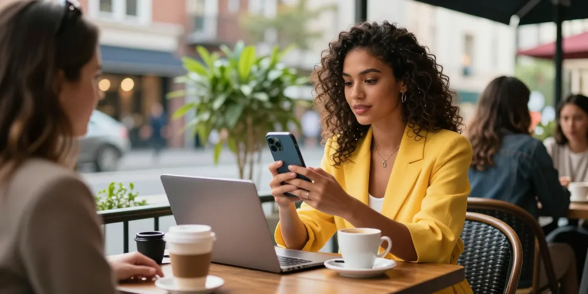 Instagram Follower kaufen: Influencer bei der Interaktion mit Followern in einem Café.