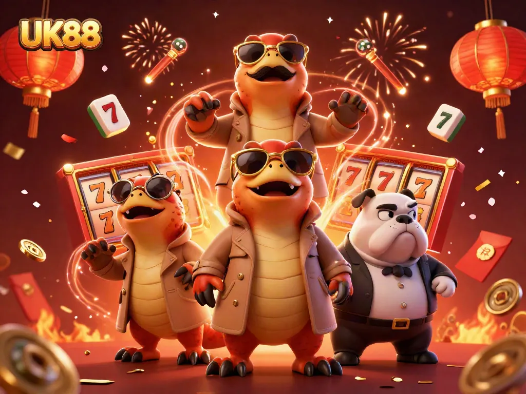 Engaging portrayal of UK88 as three raptors in a trench coat attempt VIP casino entry.