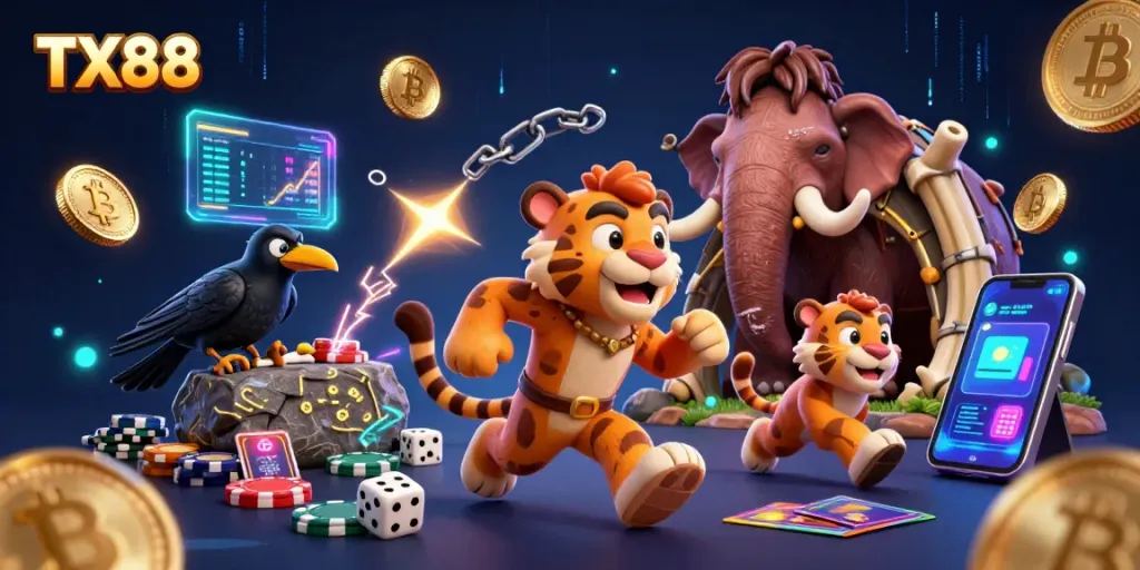 Engage in thrilling adventures at TX88, where cavemen and tigers run a prehistoric casino with exciting elements!