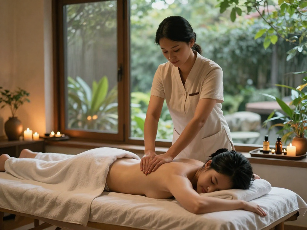 Indulging in 인천출장안마 therapy in a tranquil spa environment with soothing ambiance and experienced therapist.