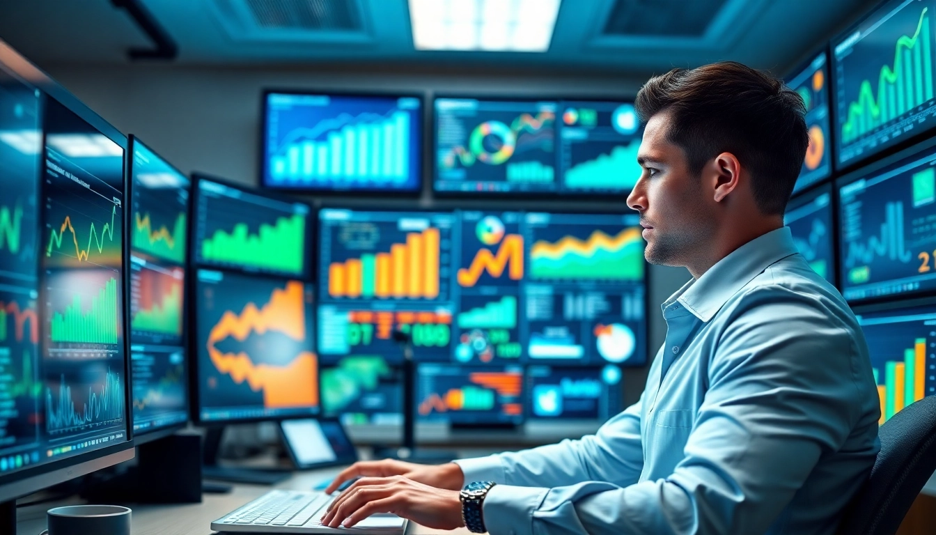 Engaging visual of a digital marketer analyzing data, showcasing smm services features in a dynamic workspace.
