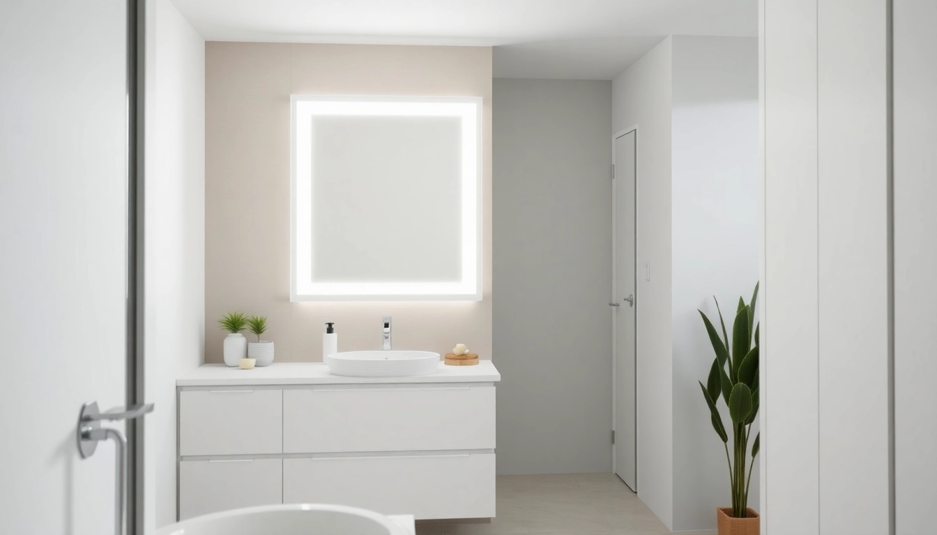 Praktischer spiegelschrank led mit modernem Design und eleganter Beleuchtung im Bad