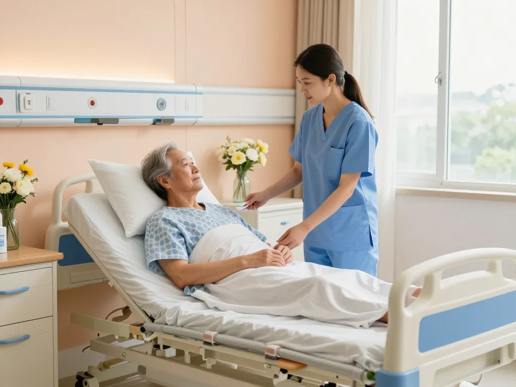 Multi-functional giường bệnh nhân in a cozy hospital setting, enhancing patient comfort.